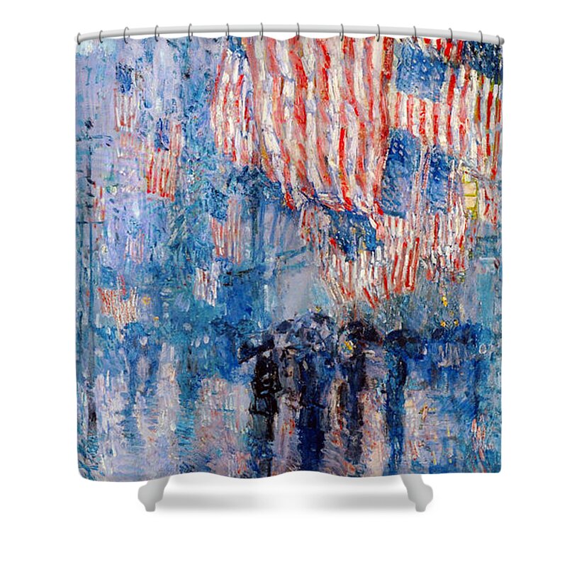 Frederick Childe Hassam Shower Curtain featuring the digital art The Avenue In The Rain by Frederick Childe Hassam