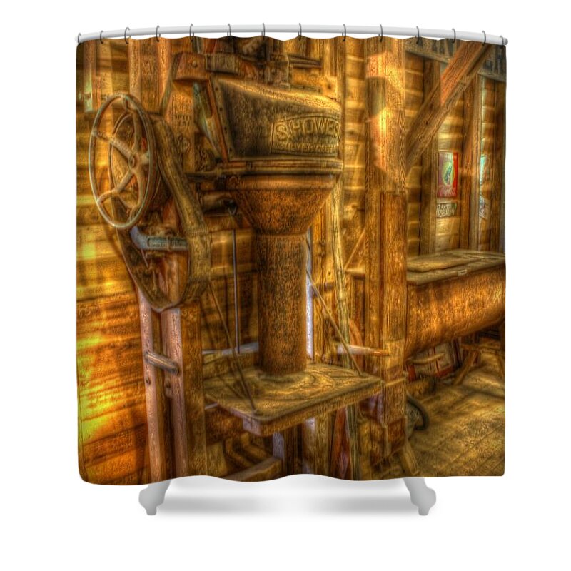 Mill Shower Curtain featuring the photograph The Bagging Machine by Dan Stone