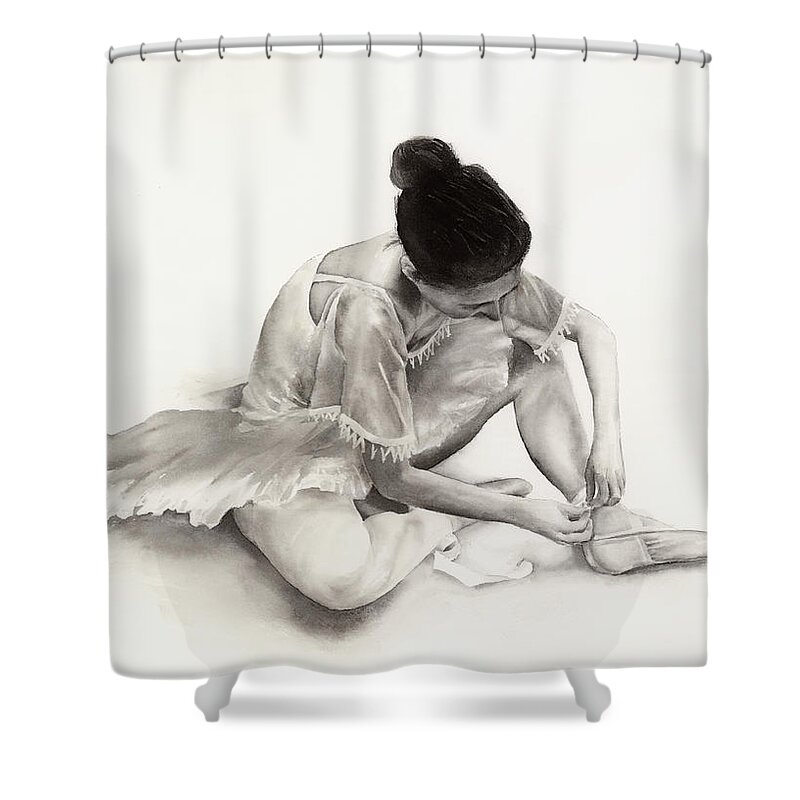 Dancer Shower Curtain featuring the painting The Ballet Dancer by Hailey E Herrera