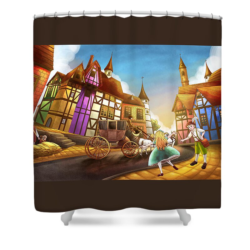 The Wurtherington Diary Shower Curtain featuring the painting The Bavarian Village by Reynold Jay