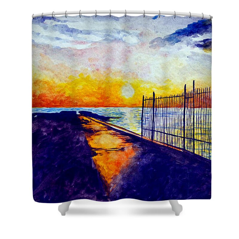 Bay Shower Curtain featuring the painting The Bay by Christopher Shellhammer