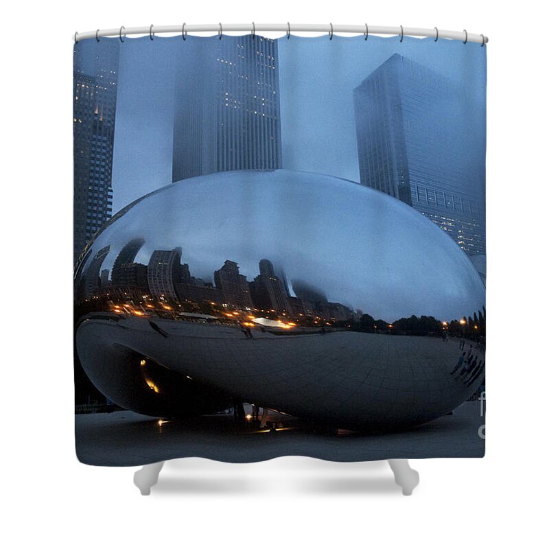Chicago Shower Curtain featuring the photograph The Bean and Fog by Crystal Nederman