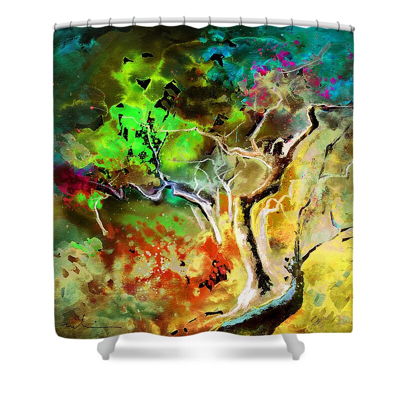 Fantasy Shower Curtain featuring the painting The Beast by Miki De Goodaboom