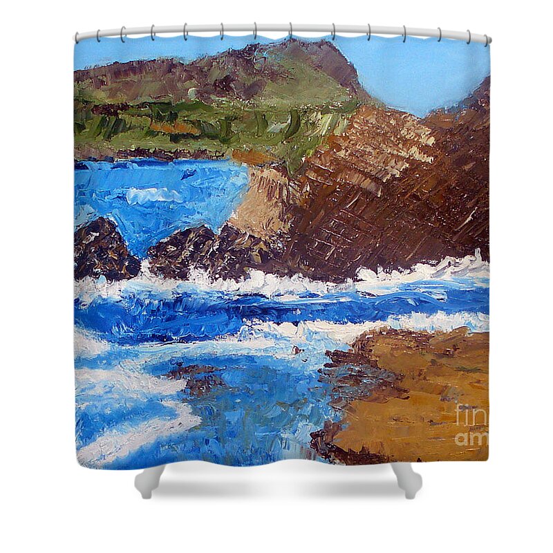 Landscape Painting Shower Curtain featuring the painting The Beauty Of Nature by Yael VanGruber