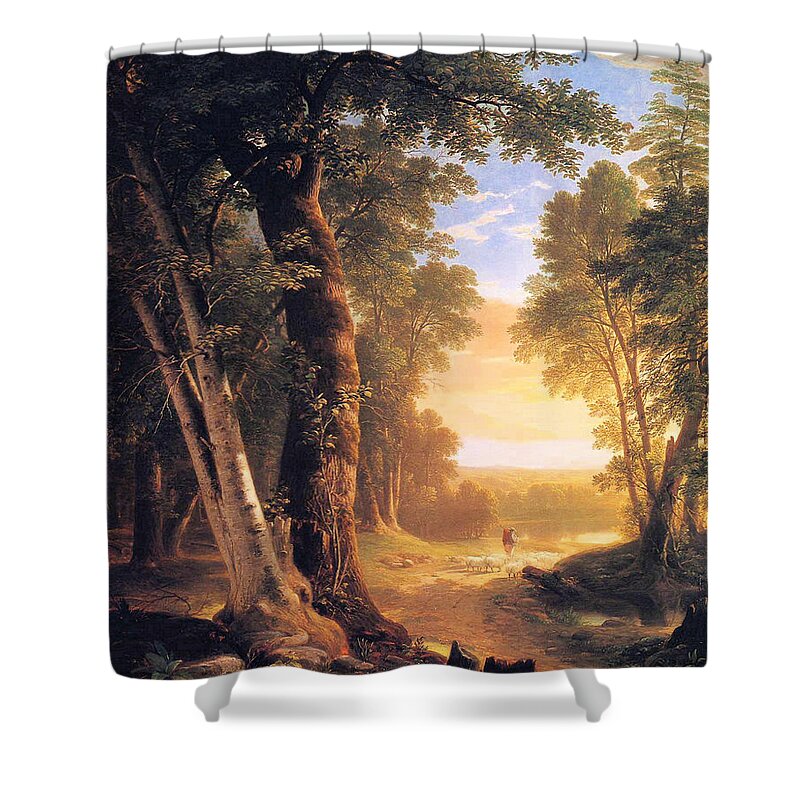 Beeches Shower Curtain featuring the painting The Beeches by Asher Durand