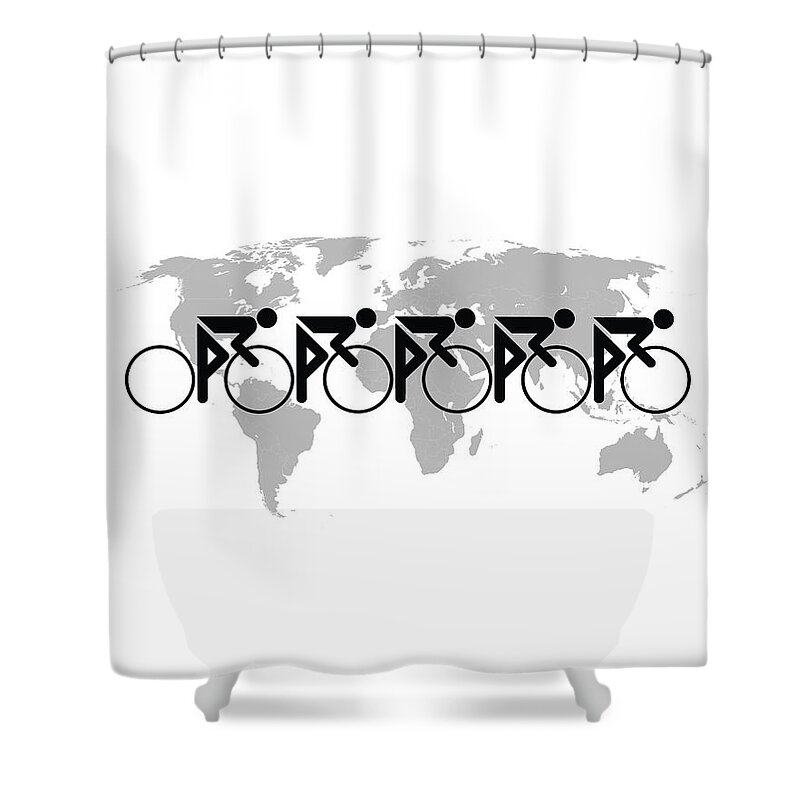 Action Shower Curtain featuring the digital art The Bicycle Race 3 by Brian Carson