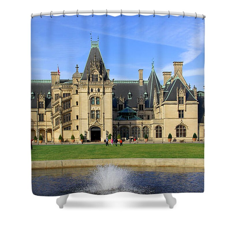 The Biltmore House Shower Curtain featuring the photograph The Biltmore Estate - Asheville North Carolina by Mike McGlothlen