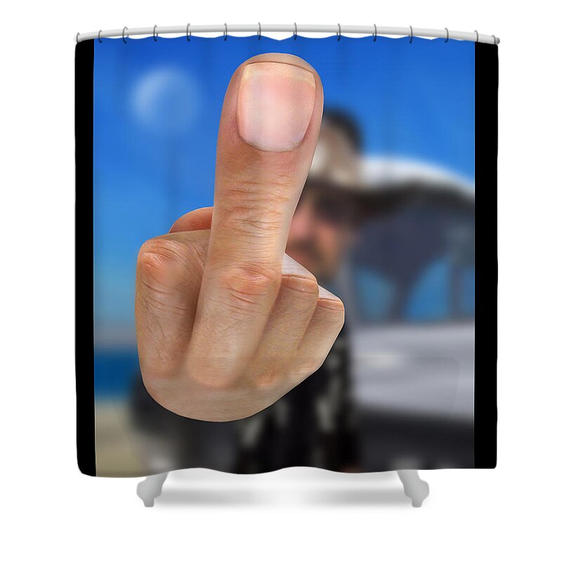 The Finger Shower Curtain featuring the photograph The Bird by Mike McGlothlen
