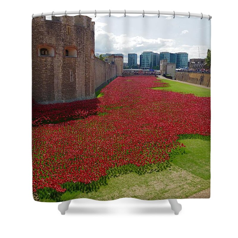 Poppy Shower Curtain featuring the photograph The bloody tower by Ron Harpham