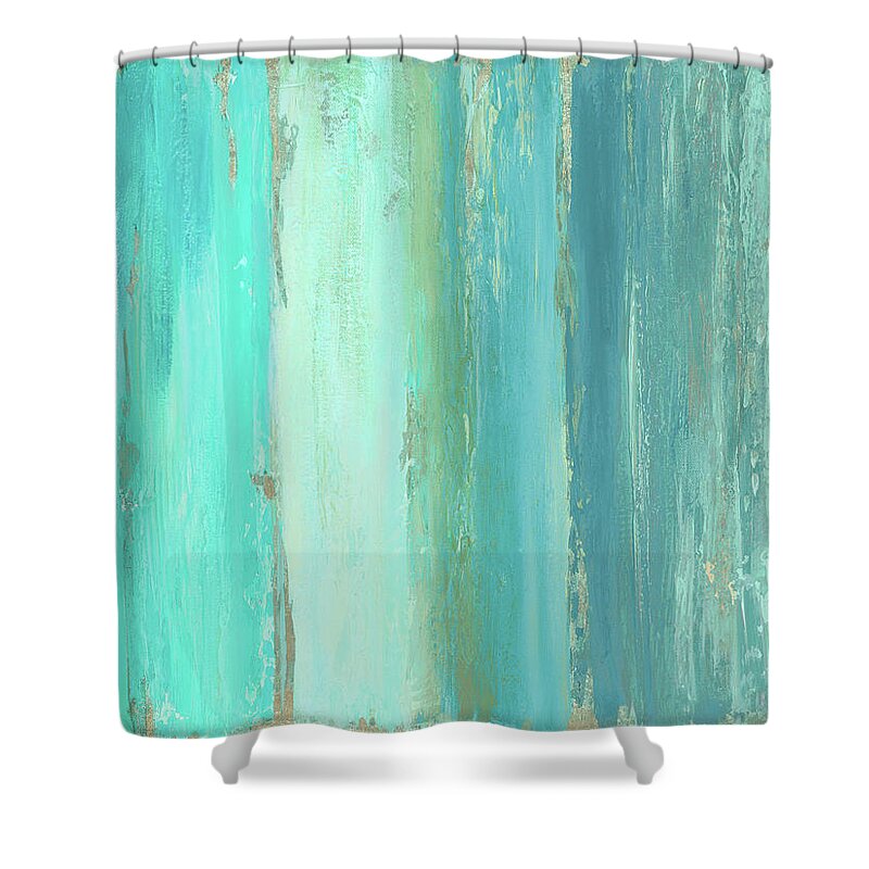 The Shower Curtain featuring the painting The Blue Palette by Patricia Pinto