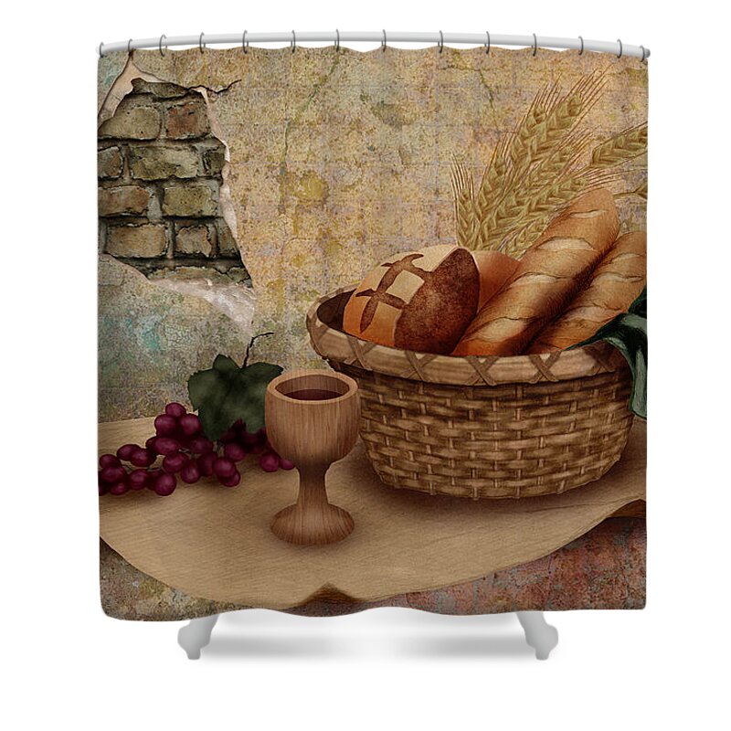 Jesus Shower Curtain featuring the digital art The Bread of Life by April Moen