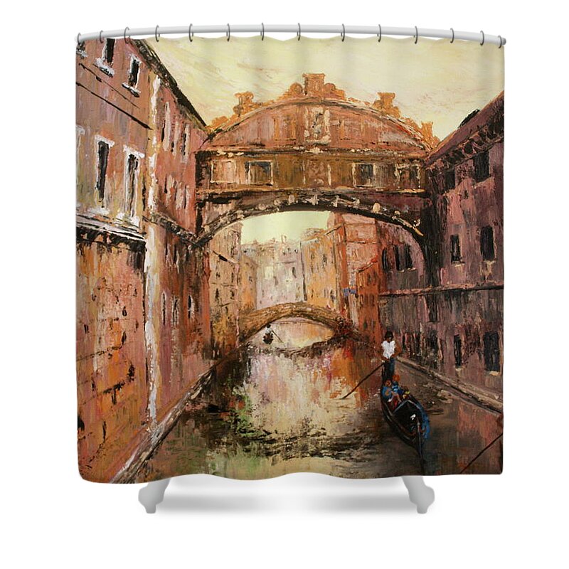 Venice Shower Curtain featuring the painting The Bridge of Sighs Venice Italy by Jean Walker