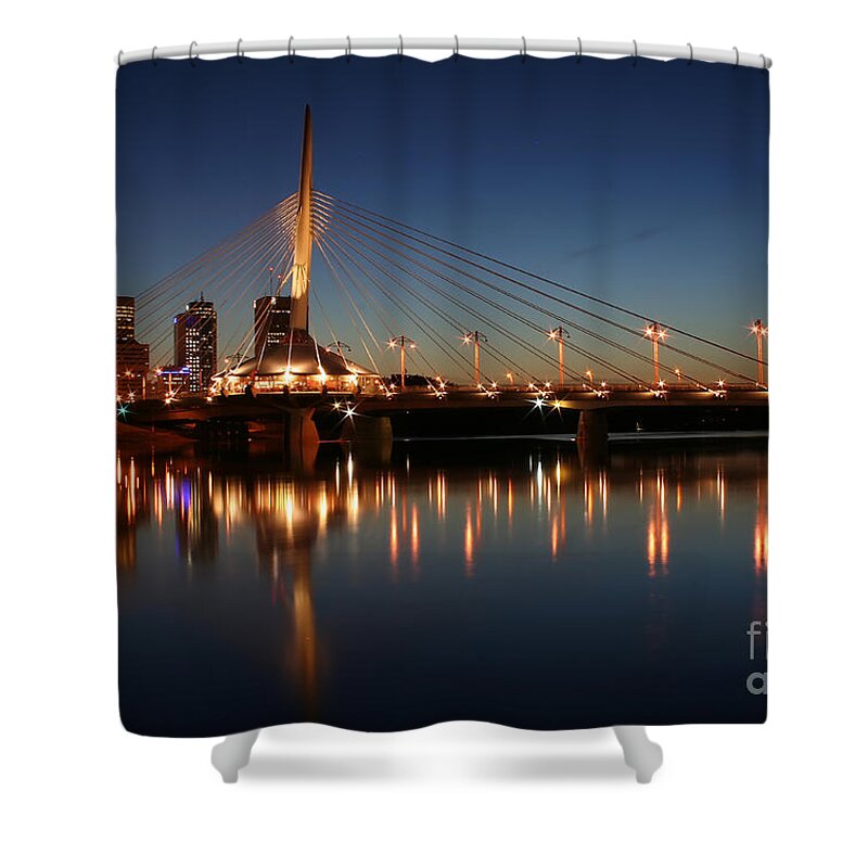 Winnipeg Shower Curtain featuring the photograph The Bridge Over Calm Waters by Teresa Zieba