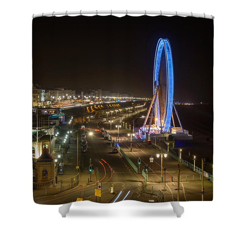 Ferris Wheel Shower Curtain featuring the photograph The Brighton Wheel at night by Dutourdumonde Photography