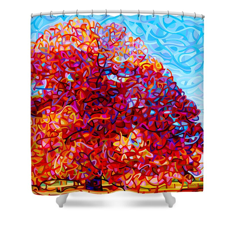 Art Shower Curtain featuring the painting The Buddha Tree by Mandy Budan
