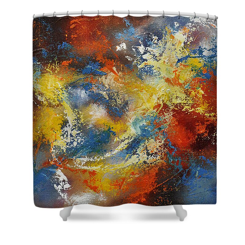 Q Series Shower Curtain featuring the mixed media The Calm Through the Storm by Craig Burgwardt