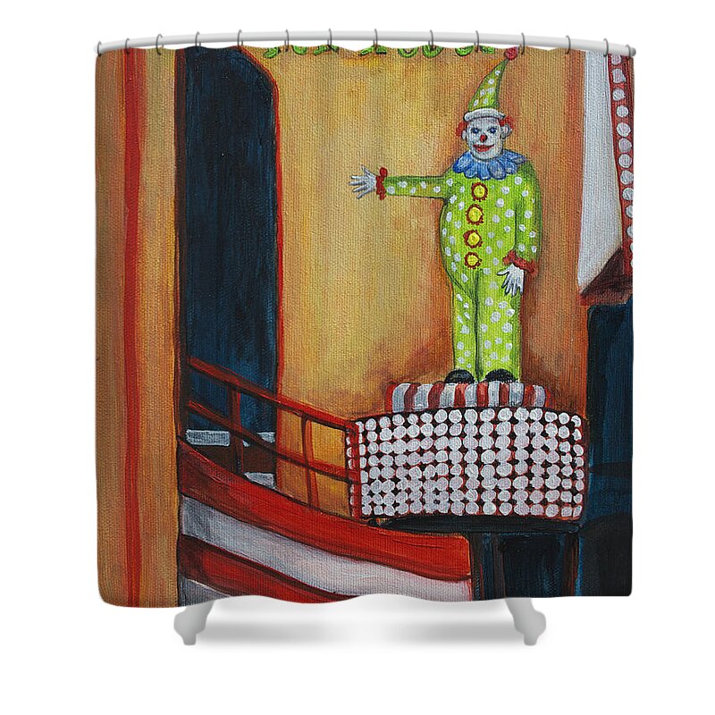 Asbury Art Shower Curtain featuring the painting The Circus Fun House by Patricia Arroyo