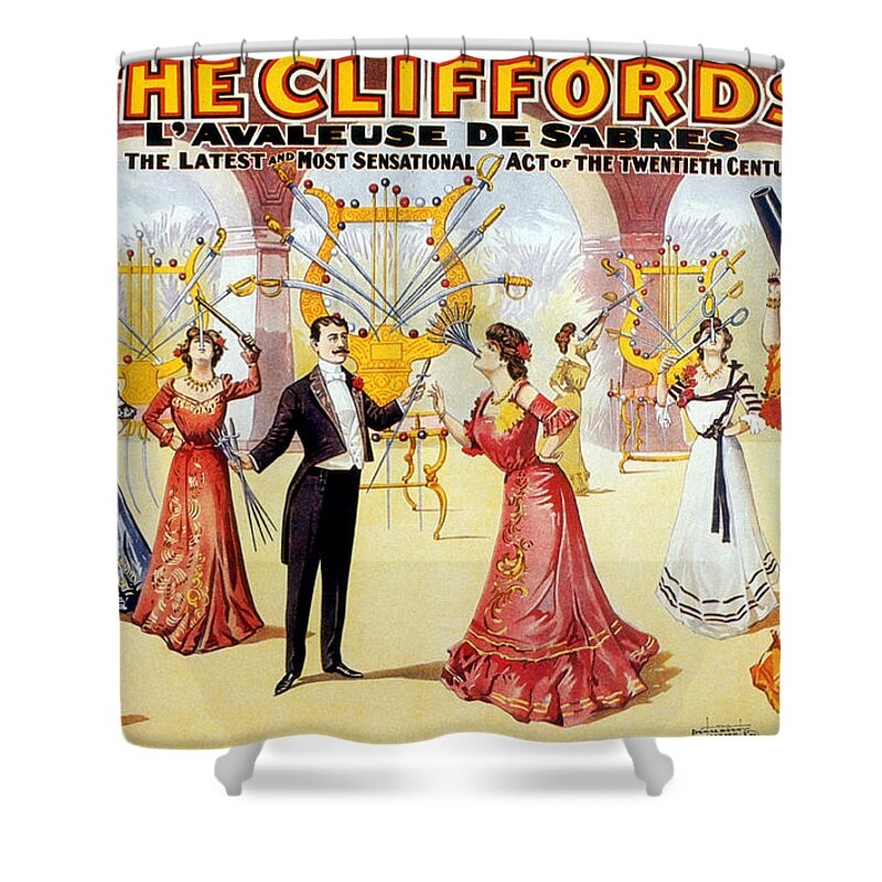 Entertainment Shower Curtain featuring the photograph The Cliffords, Sword Swallowing Act by Science Source