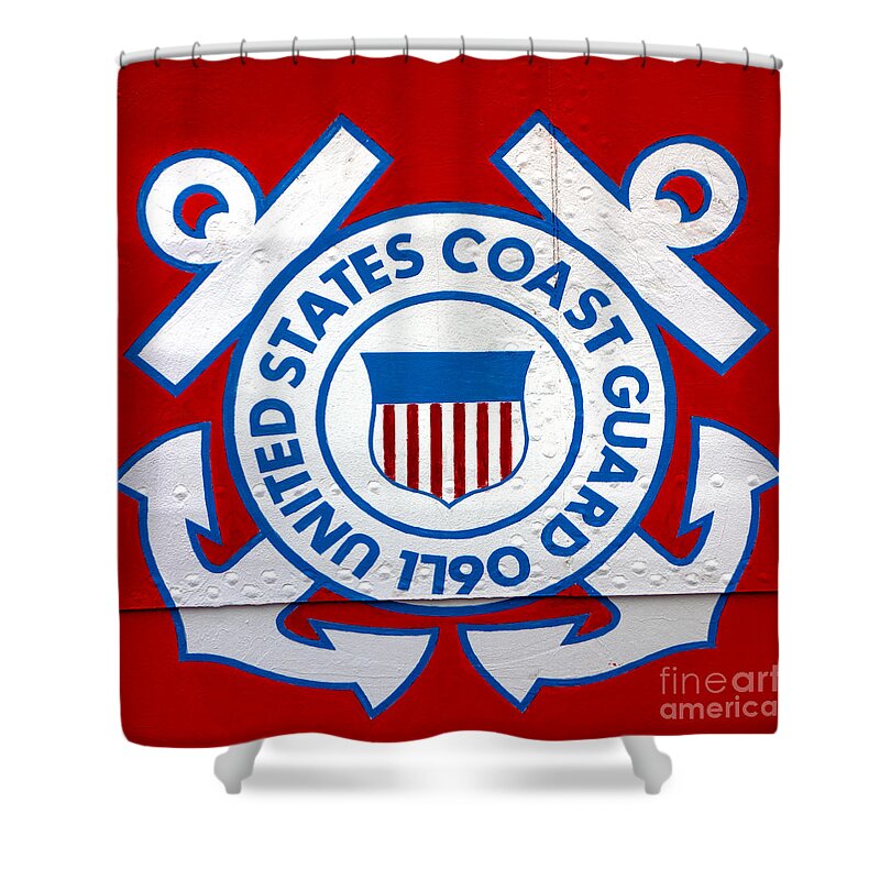 United Shower Curtain featuring the photograph The Coast Guard Shield by Olivier Le Queinec