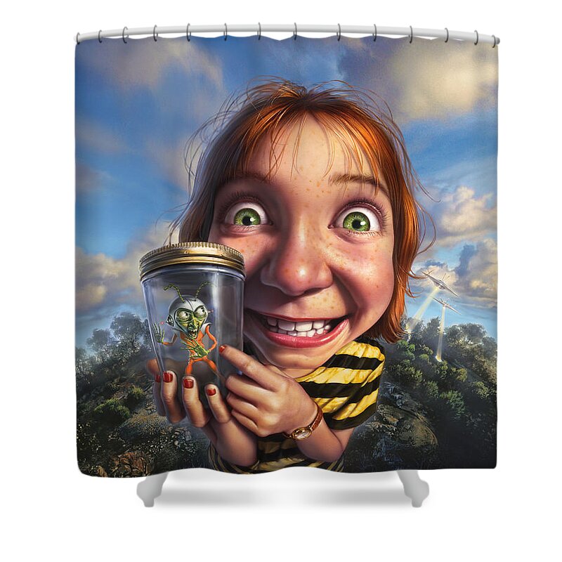 Bug Shower Curtain featuring the painting The Collector by Mark Fredrickson