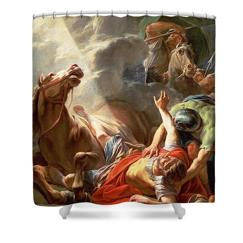 Nicolas Bernard Lepicie Shower Curtain featuring the painting The Conversion of St Paul by Nicolas Bernard Lepicie