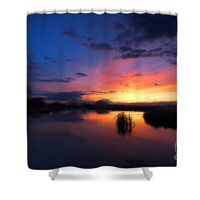 Rocky Mountain Arsenal Sunset Shower Curtain featuring the photograph The Cool of the Evening by Jim Garrison