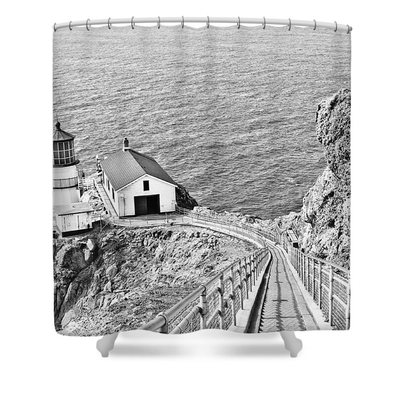 Lighthouse Shower Curtain featuring the photograph The Descent To Light by Priya Ghose