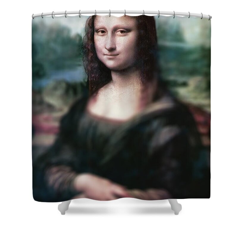 Leonardo Da Vinci Shower Curtain featuring the painting The Dream of the Mona Lisa by David Bridburg