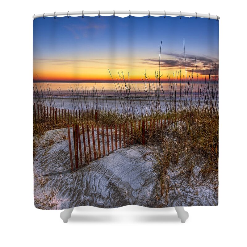 Clouds Shower Curtain featuring the photograph The Dunes at Sunset by Debra and Dave Vanderlaan