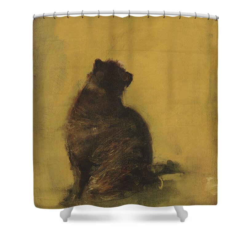 Cat Shower Curtain featuring the painting The Entomologist by David Ladmore