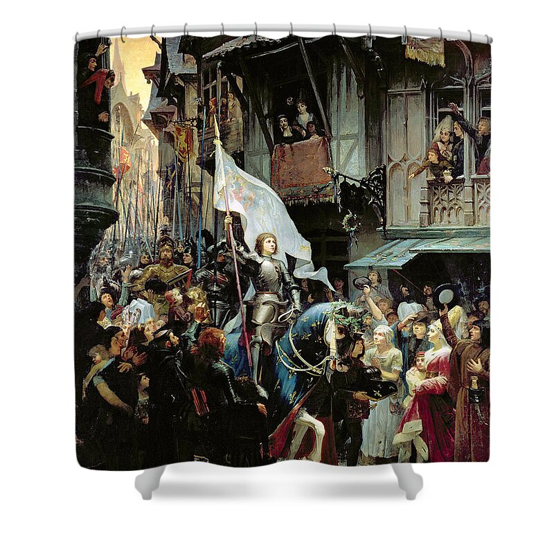 Joan Of Arc Shower Curtain featuring the painting The Entrance Of Joan Of Arc into Orleans by Jean-Jacques Scherrer
