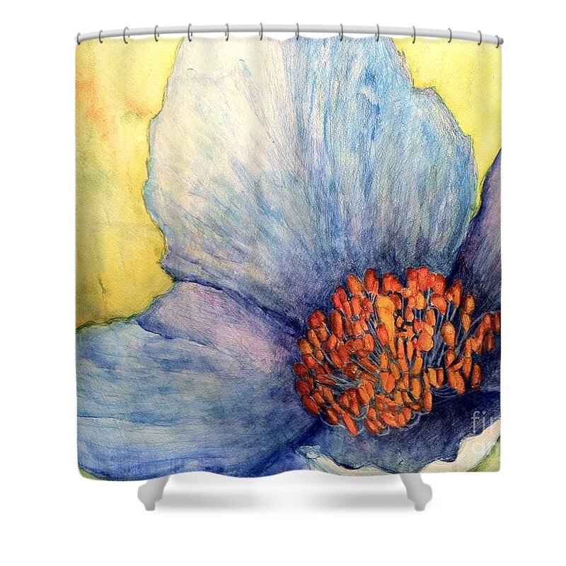 Handmade Papers Shower Curtain featuring the painting The Eye Popper by Sherry Harradence