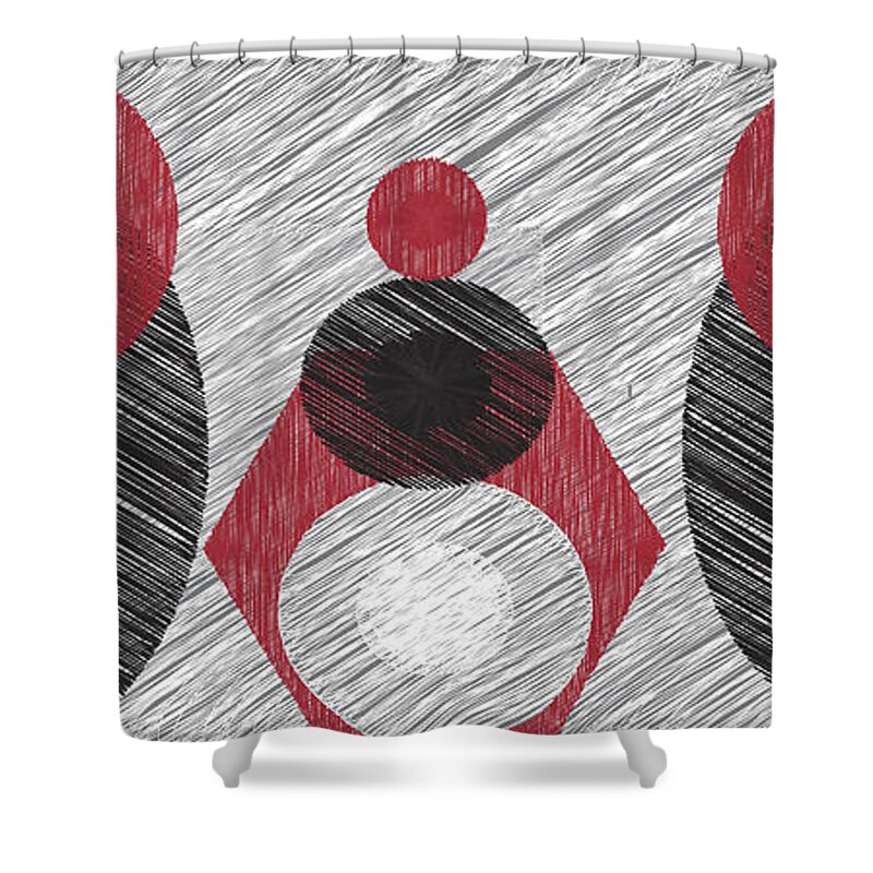Abstract Shower Curtain featuring the painting The Family by Christina Wedberg