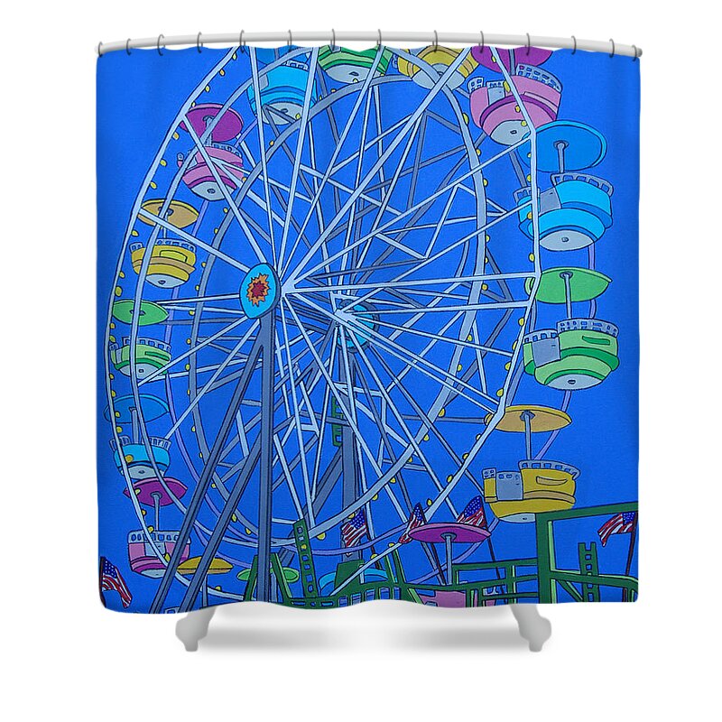 Stanko Shower Curtain featuring the painting The Ferris Wheel by Mike Stanko