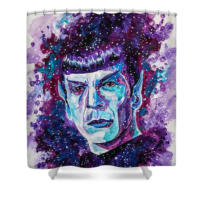 Portrait Shower Curtain featuring the painting The Final Frontier by Joel Tesch