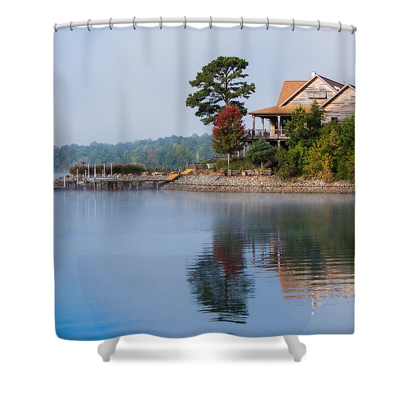 Fog Landscape Shower Curtain featuring the photograph The First Signs of Autumn by Parker Cunningham