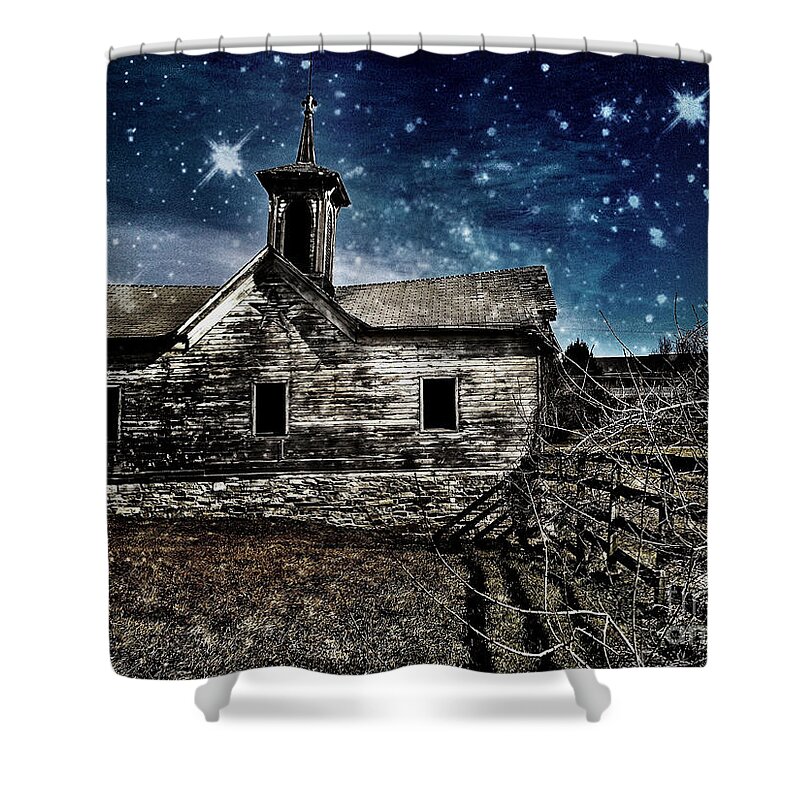 Star Shower Curtain featuring the digital art The First Snowfall by Kevyn Bashore