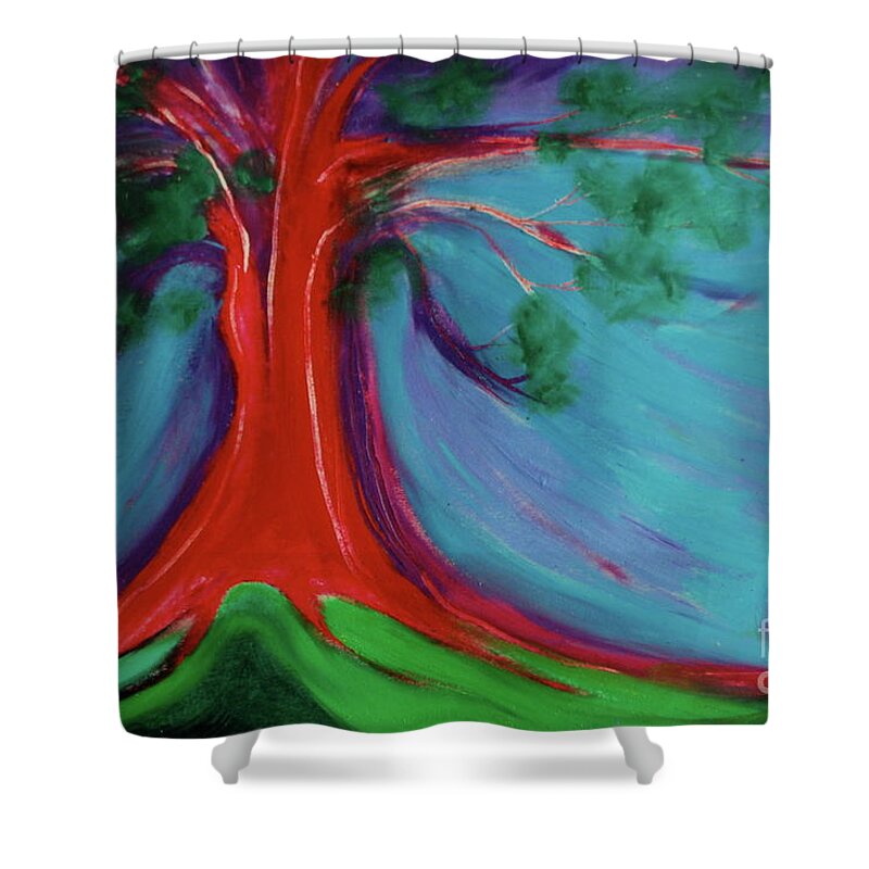 Tree Shower Curtain featuring the painting The First Tree by jrr by First Star Art