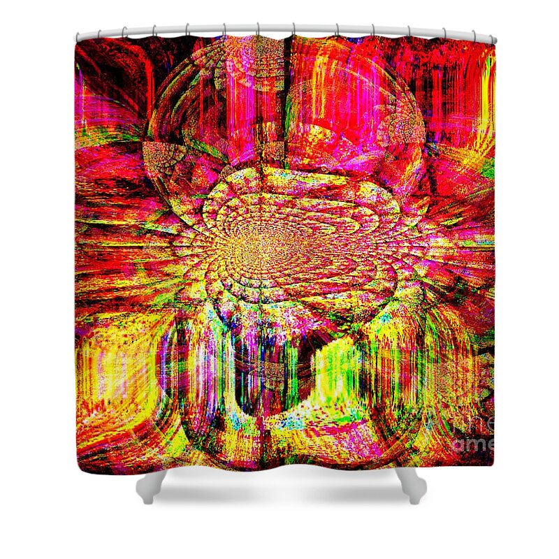 Fania Simon Shower Curtain featuring the tapestry - textile The Flow of Gentleness and Compassion by Fania Simon