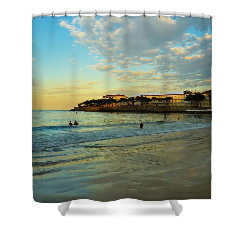 Water's Edge Shower Curtain featuring the photograph The Fort Of Copacabana by José Eduardo Nucci