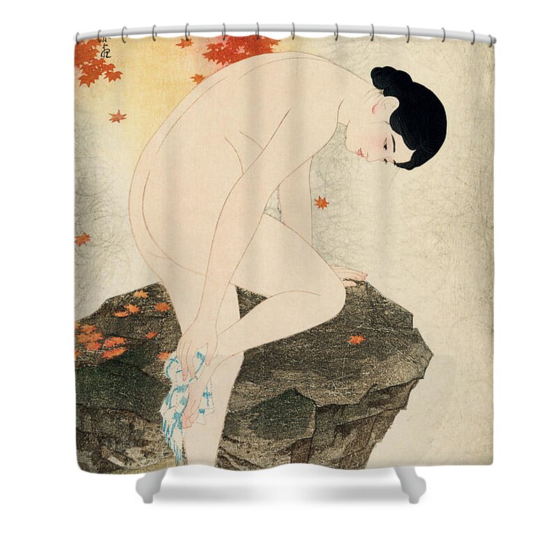 Woman Shower Curtain featuring the digital art The Fragrance of a Bath by Georgia Clare