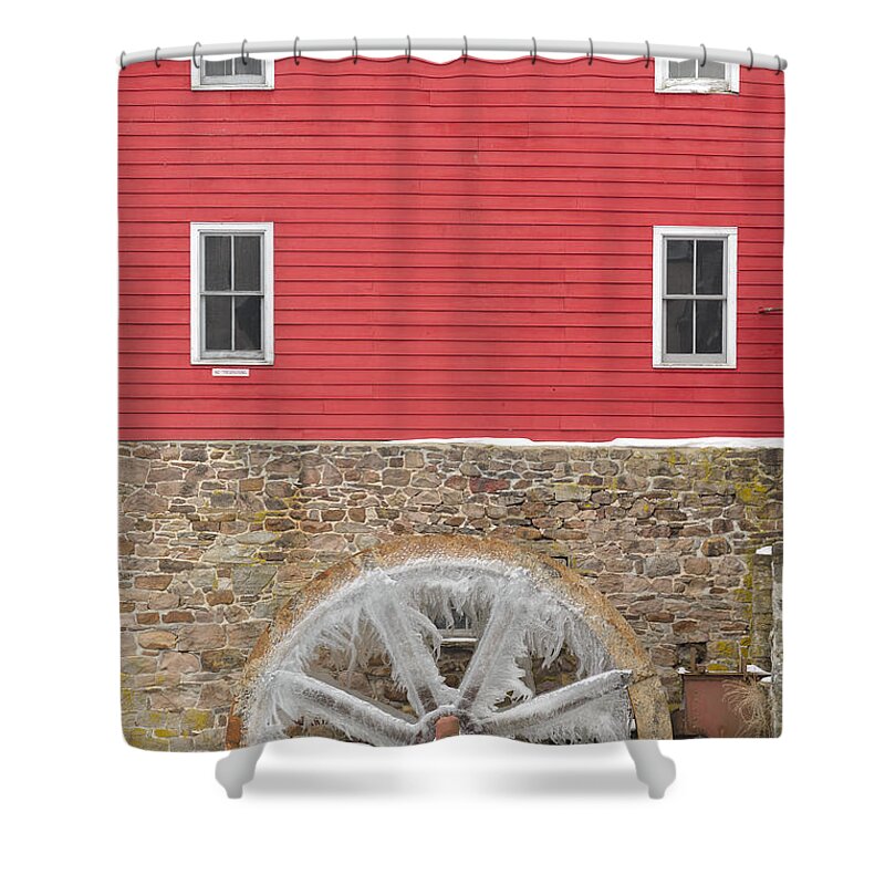 Mill Shower Curtain featuring the photograph The Frozen Wheel by Mark Rogers