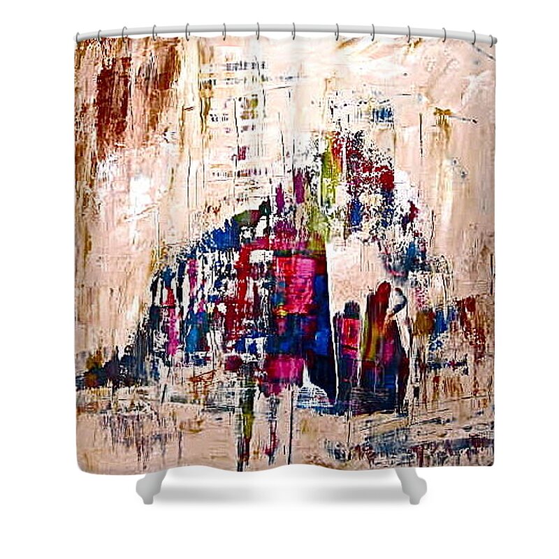 People Shower Curtain featuring the painting The Gathering by Janice Nabors Raiteri
