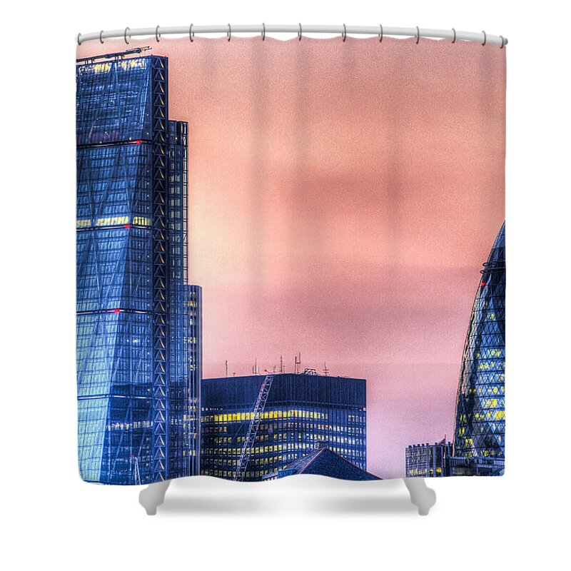 Cheesegrater Shower Curtain featuring the photograph The Gherkin and the Cheesgrater London by David Pyatt