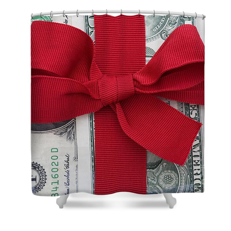 Christmas Shower Curtain featuring the photograph The Gift Of Cash by Diane Macdonald