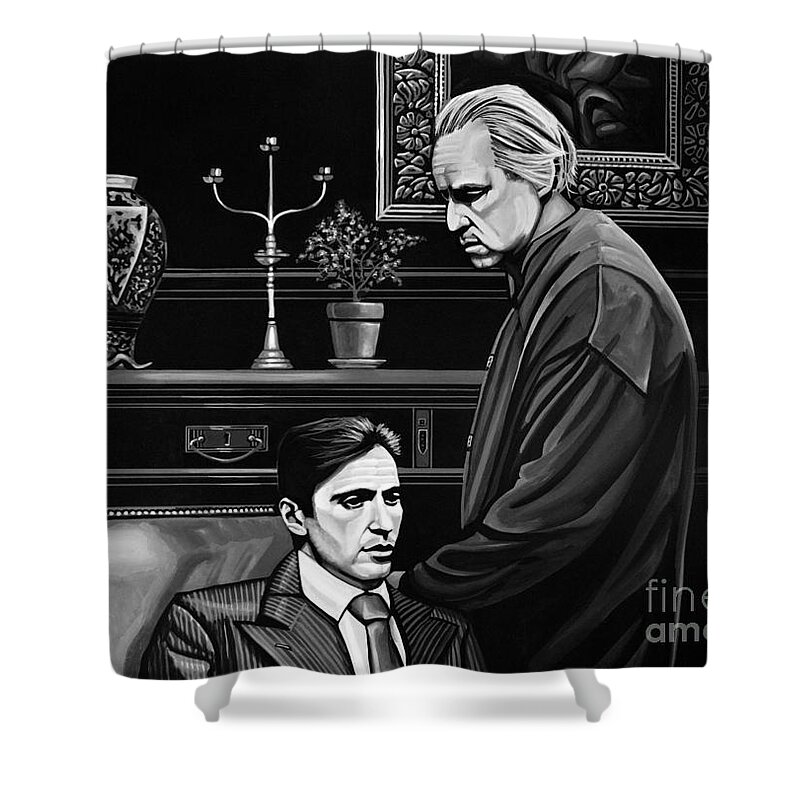 The Godfather Shower Curtain featuring the painting The Godfather by Paul Meijering