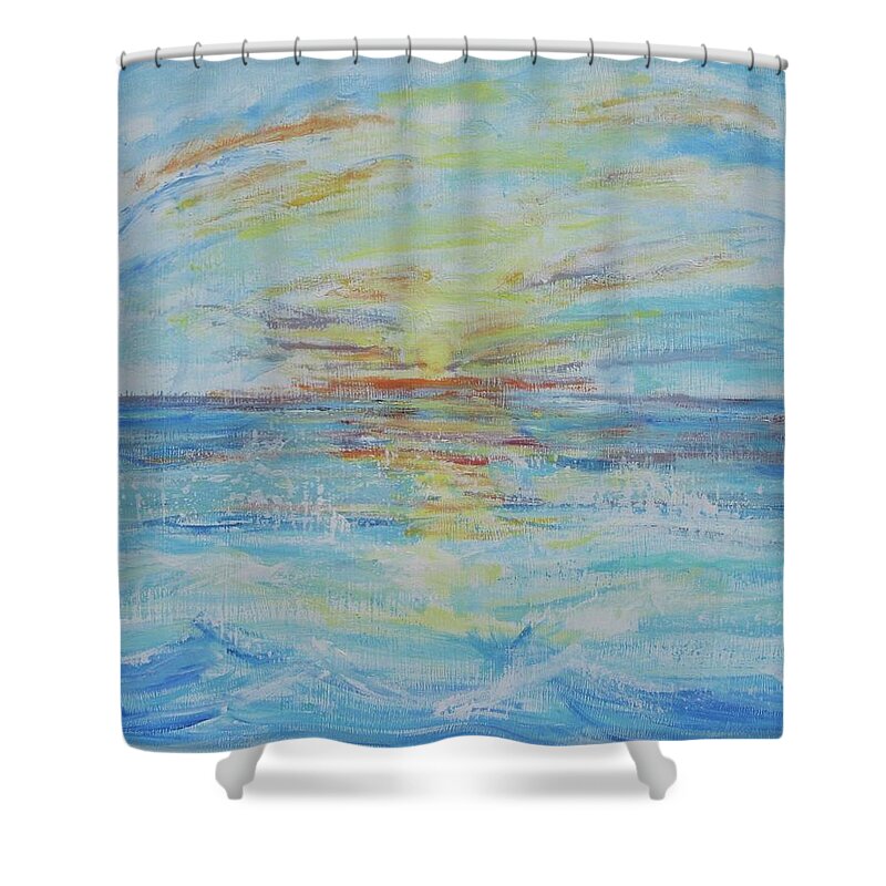 Ocean Shower Curtain featuring the painting The Golden Lady by Diane Pape