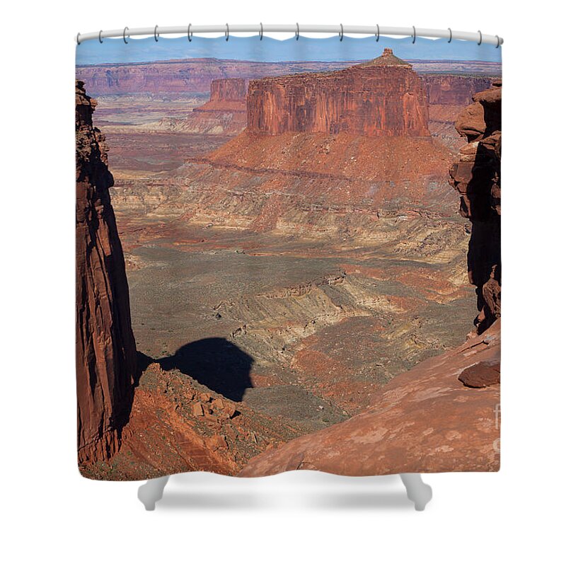 Canyonlands Shower Curtain featuring the photograph His Eye is on the Sparrow by Jim Garrison