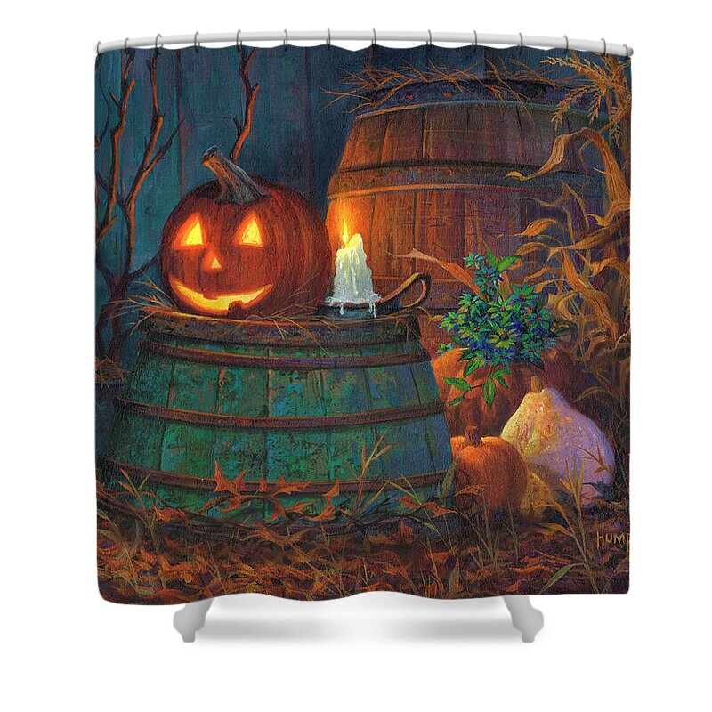 Michael Humphries Shower Curtain featuring the painting The Great Pumpkin by Michael Humphries