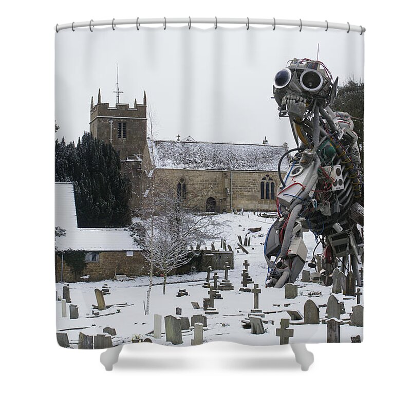 Church Shower Curtain featuring the digital art The Grim Reaper by Ron Harpham